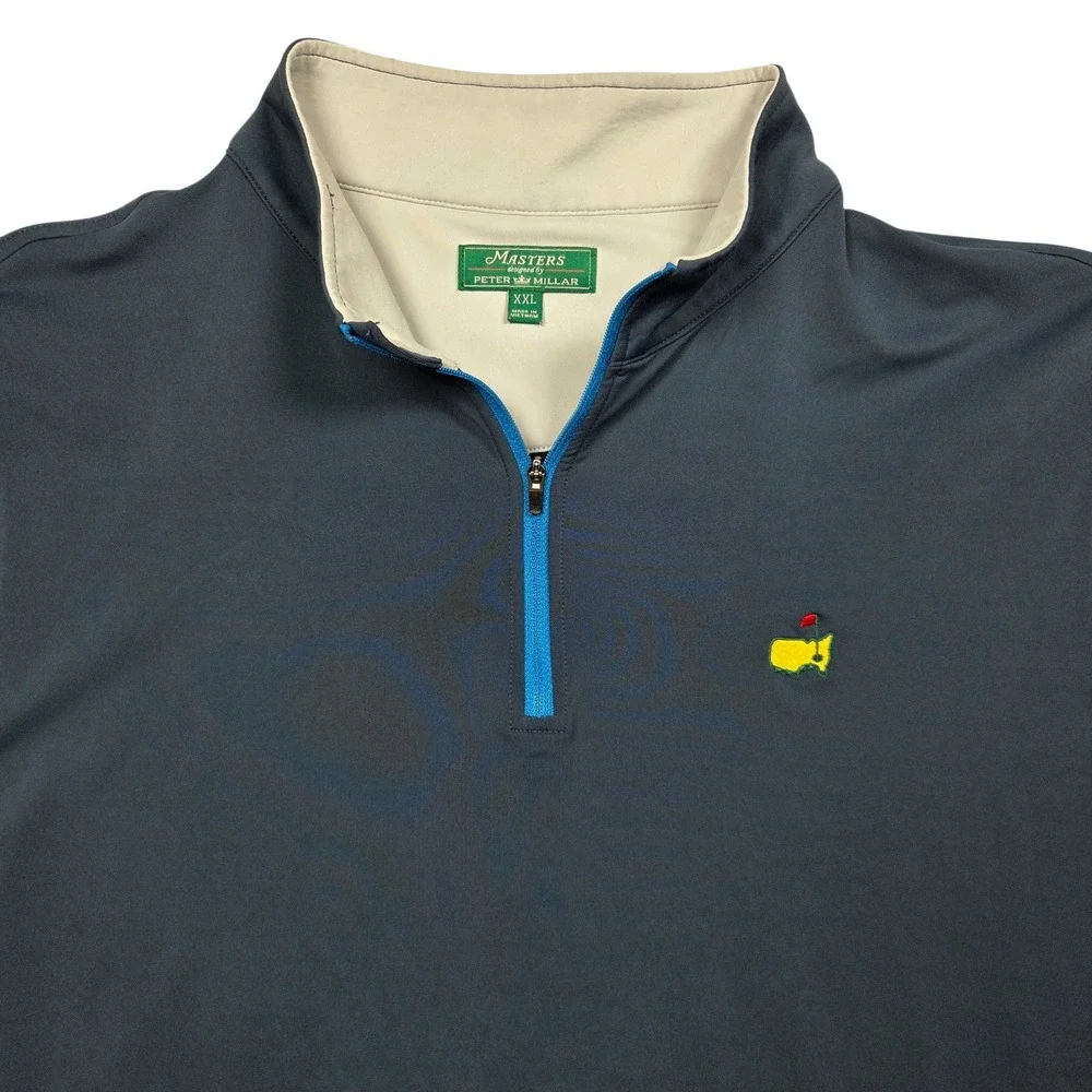 New Masters Peter Millar Vest Mens XXL Navy Blue Quarter Zip Golf Breathable
